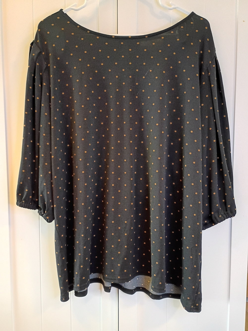 Nordstrom Black Tunic with Tan Polka Dots